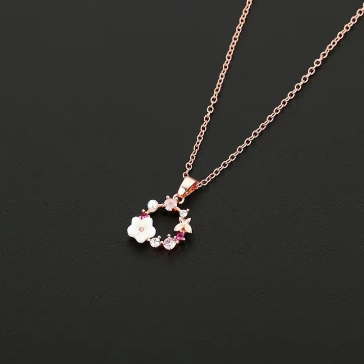 4 Pieces Rose Gold-color Lady Flower  Jewelry Set